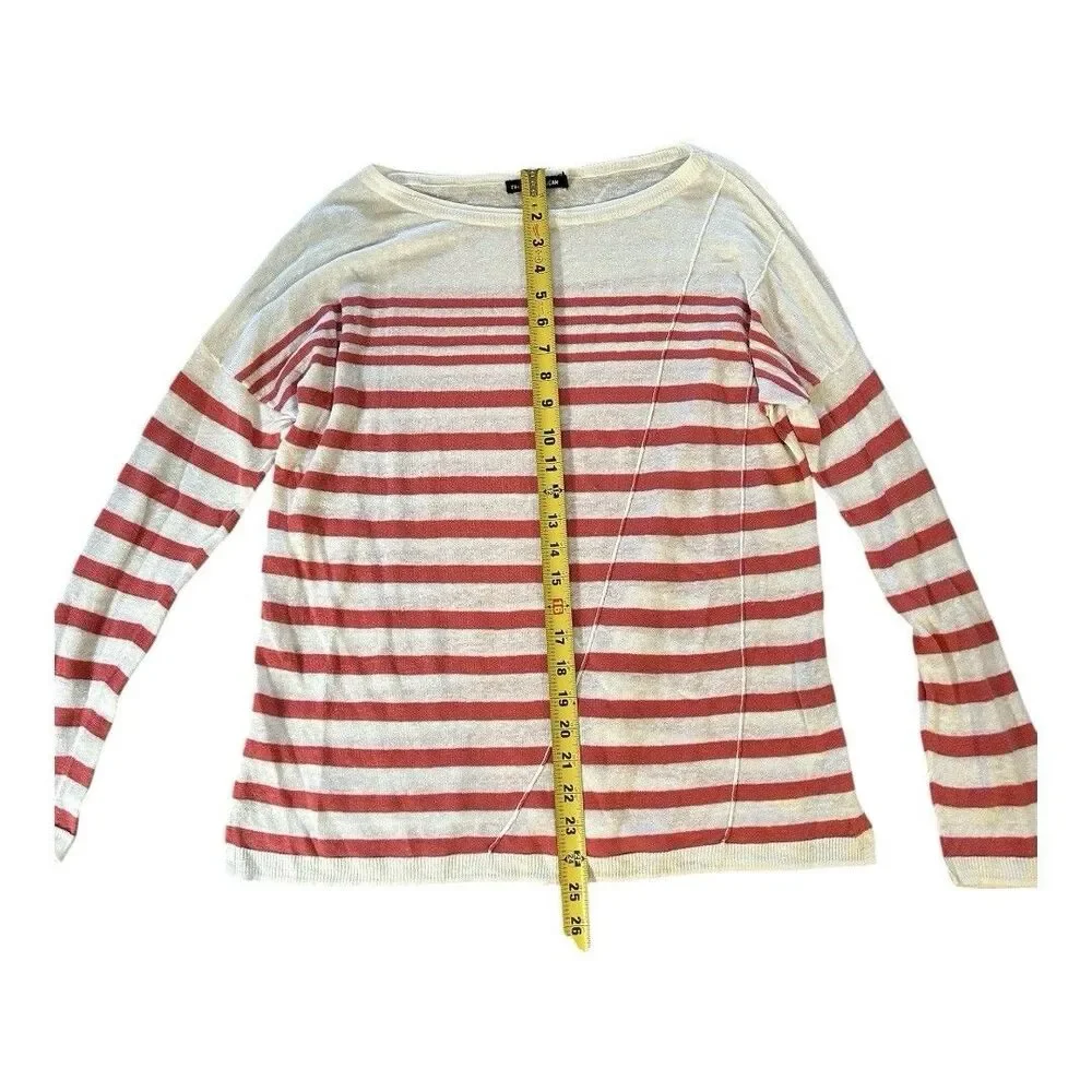 Rag & Bone Linen Striped Pullover Top Womens Medium White Red Stripe Soft